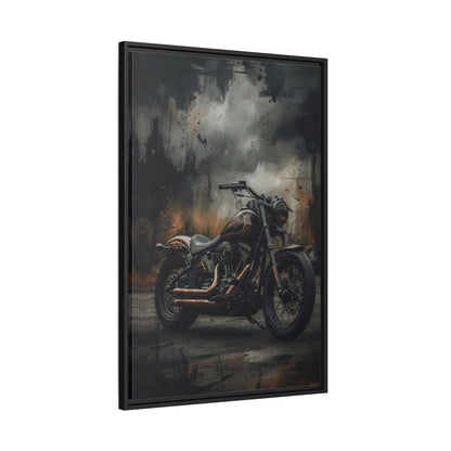 Framed Matte Canvas Motorcycle Wall Art – Vintage Cruiser Print