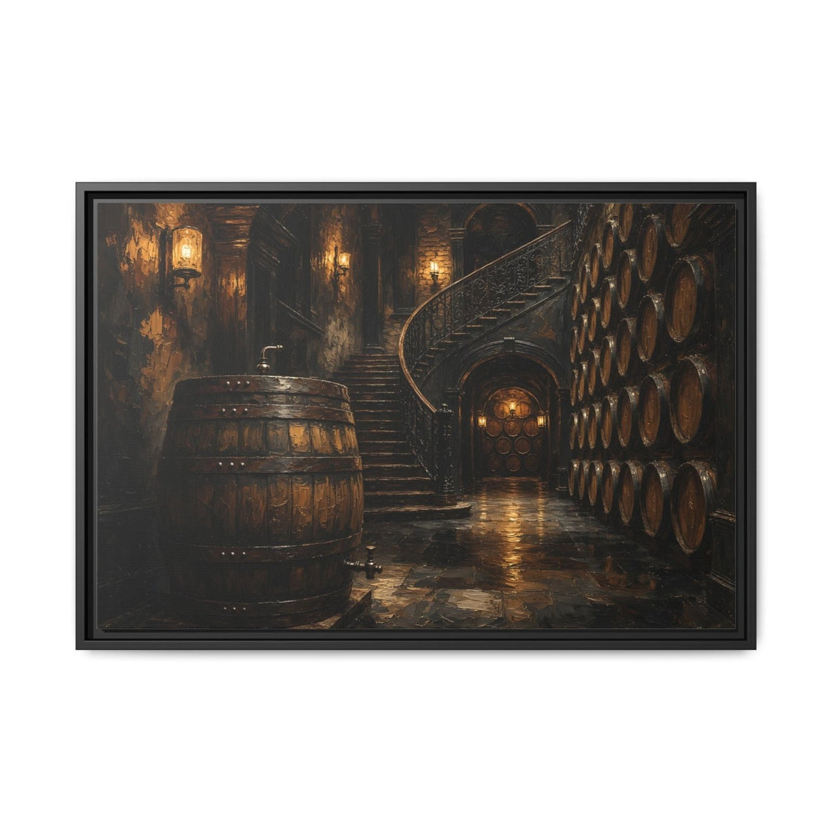 Vintage Whiskey Barrel Cellar Canvas