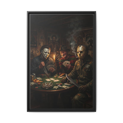 Horror Icons Playing Poker Matte Canvas Framed |