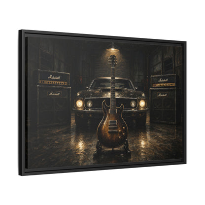 Garage Anthem | Muscle Car & Guitar Framed Canvas
