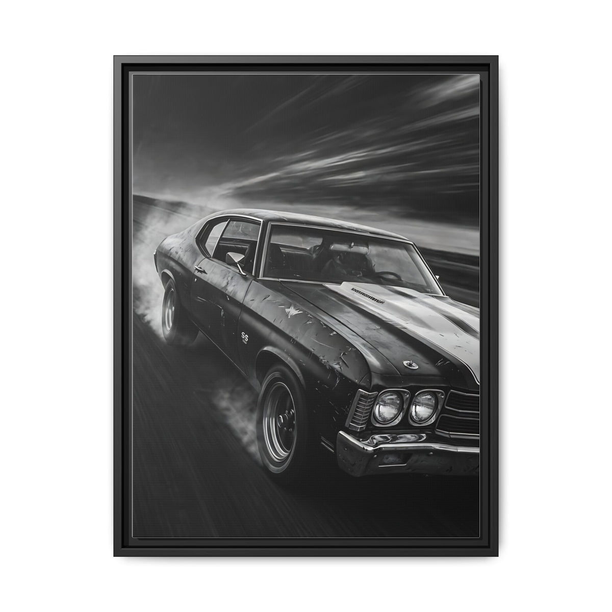 1970 SS Chevy Muscle Car - Matte Canvas Framed | Retro Automobile Wall Art