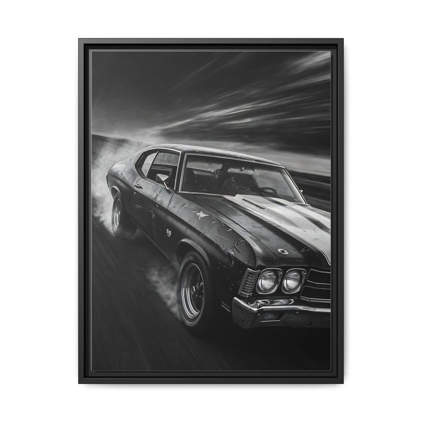 1970 SS Chevy Muscle Car - Matte Canvas Framed | Retro Automobile Wall Art