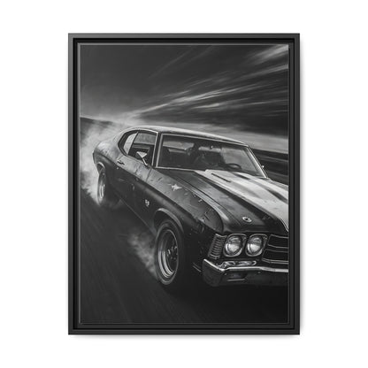 1970 SS Chevy Muscle Car - Matte Canvas Framed | Retro Automobile Wall Art