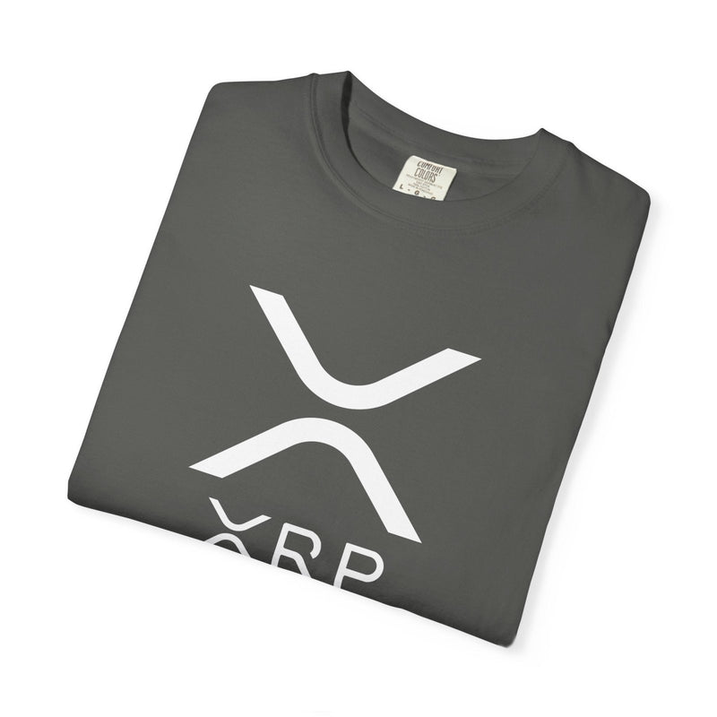 Dark gray crewneck T-shirt with large white XRP logo print