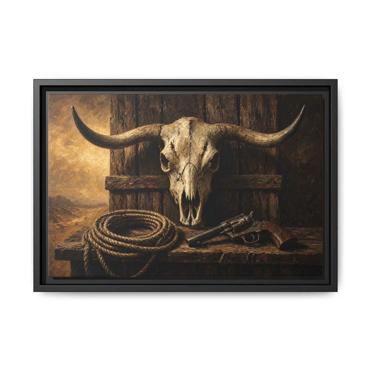 Dust and Iron - Western Longhorn Skull Still Life Canvas
