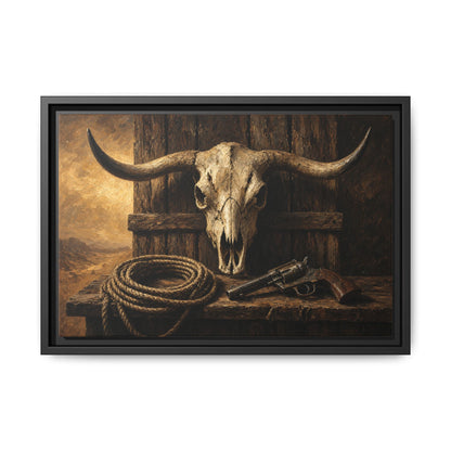 Dust and Iron - Western Longhorn Skull Still Life Canvas
