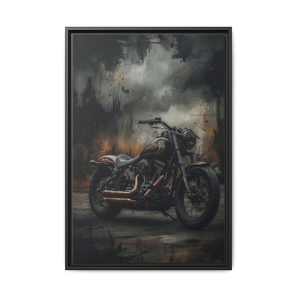Framed Matte Canvas Motorcycle Wall Art – Vintage Cruiser Print