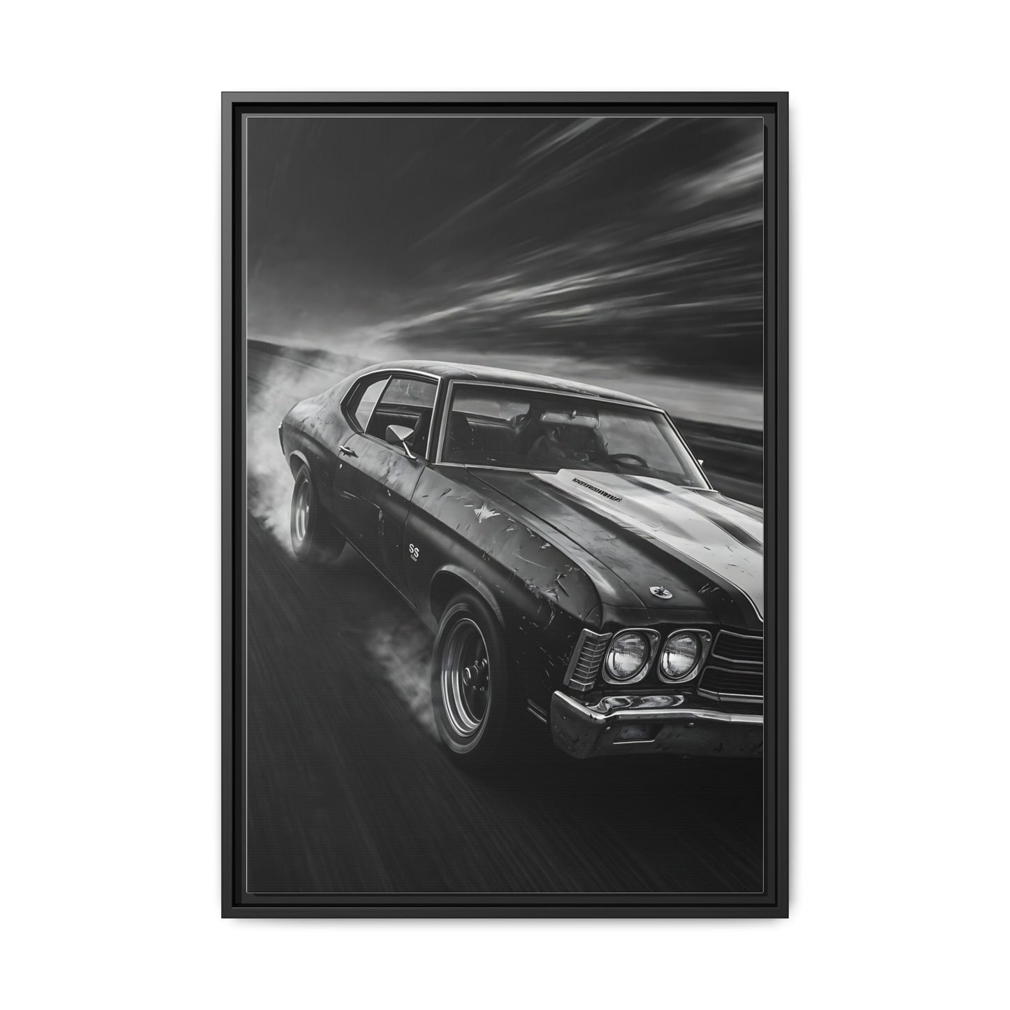 1970 SS Chevy Muscle Car - Matte Canvas Framed | Retro Automobile Wall Art