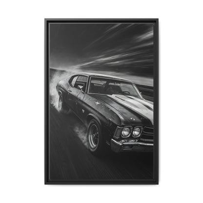 1970 SS Chevy Muscle Car - Matte Canvas Framed | Retro Automobile Wall Art