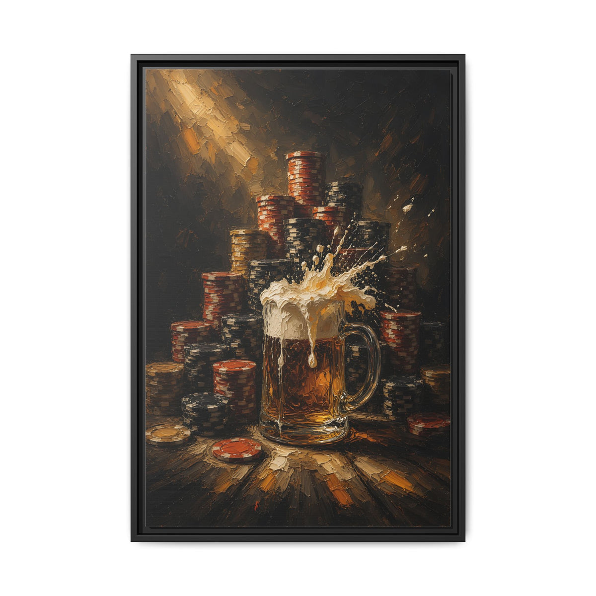 Beer Mug & Poker Chips Canvas | All In, Foam Up