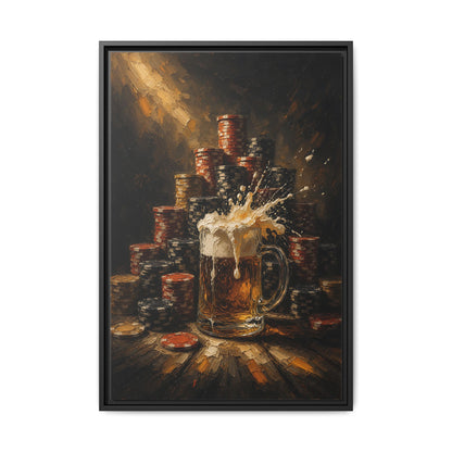 Beer Mug & Poker Chips Canvas | All In, Foam Up