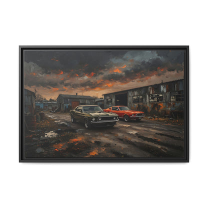 Classic Muscle Cars - Matte Canvas Framed Print