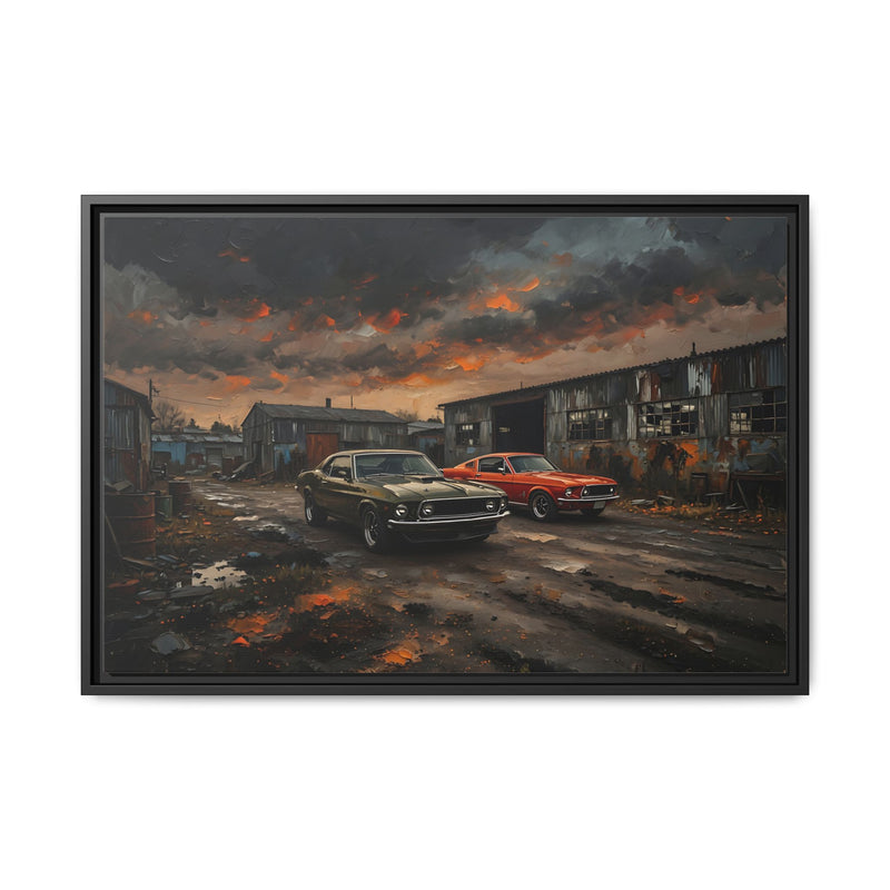 Classic Muscle Cars - Matte Canvas Framed Print