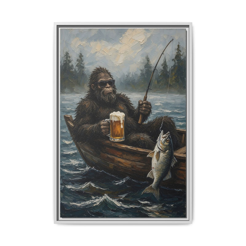 Catch of the Day - Sasquatch Fishing with Beer Canvas