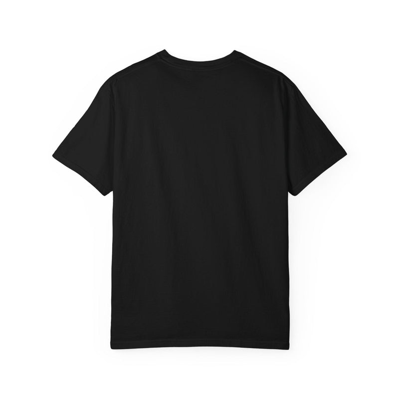 Black crewneck T-shirt with plain back, short sleeves