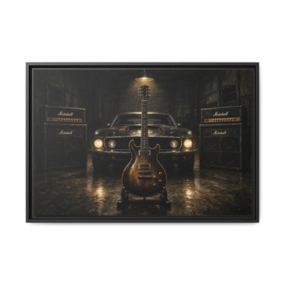 Garage Anthem | Muscle Car & Guitar Framed Canvas