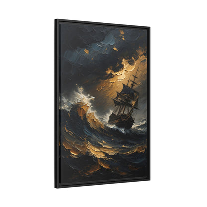 Stormy Sailing Ship Wall Art | Framed Matte Canvas