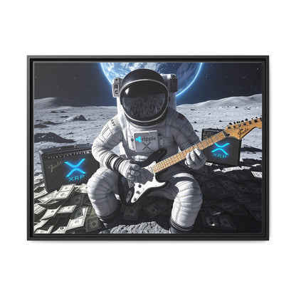 XRP To The Moon! Astronaut Playing Electric Guitar Canvas | Framed Wall Art