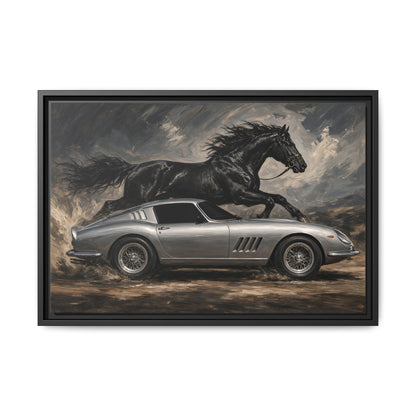 Horsepower | Vintage Sports Car & Stallion Framed Canvas