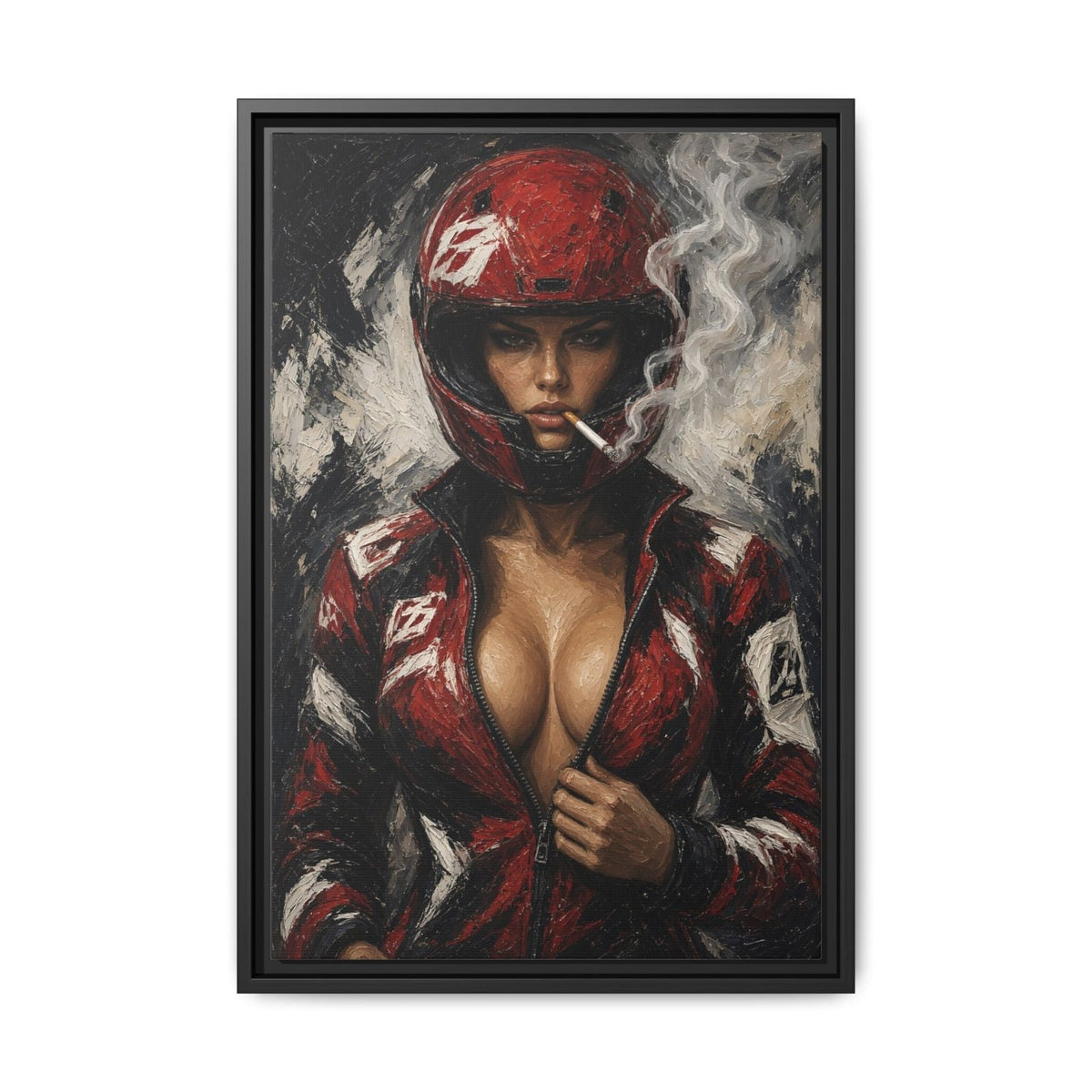 Red Helmet Race Girl Canvas
