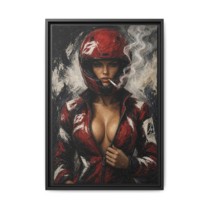 Red Helmet Race Girl Canvas