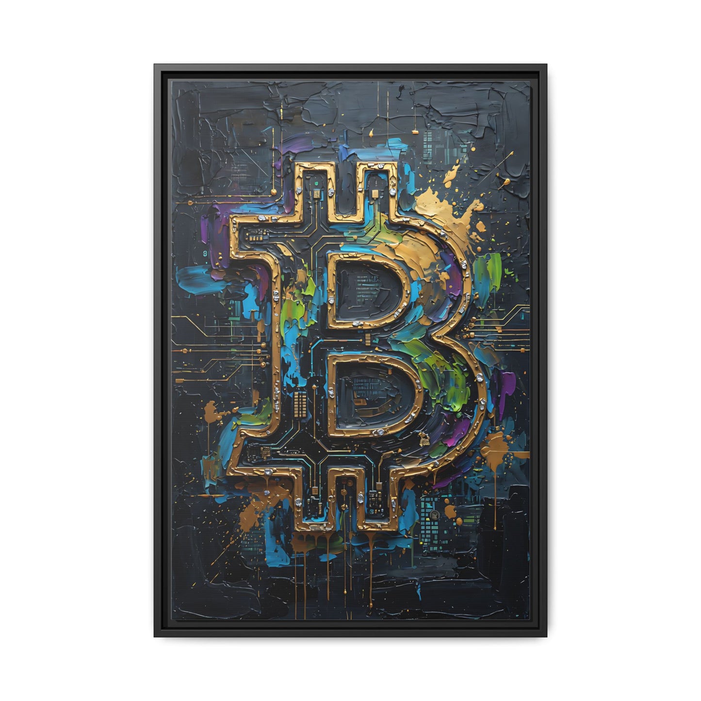 Bitcoin Logo Matte Canvas Framed | Crypto Wall Art