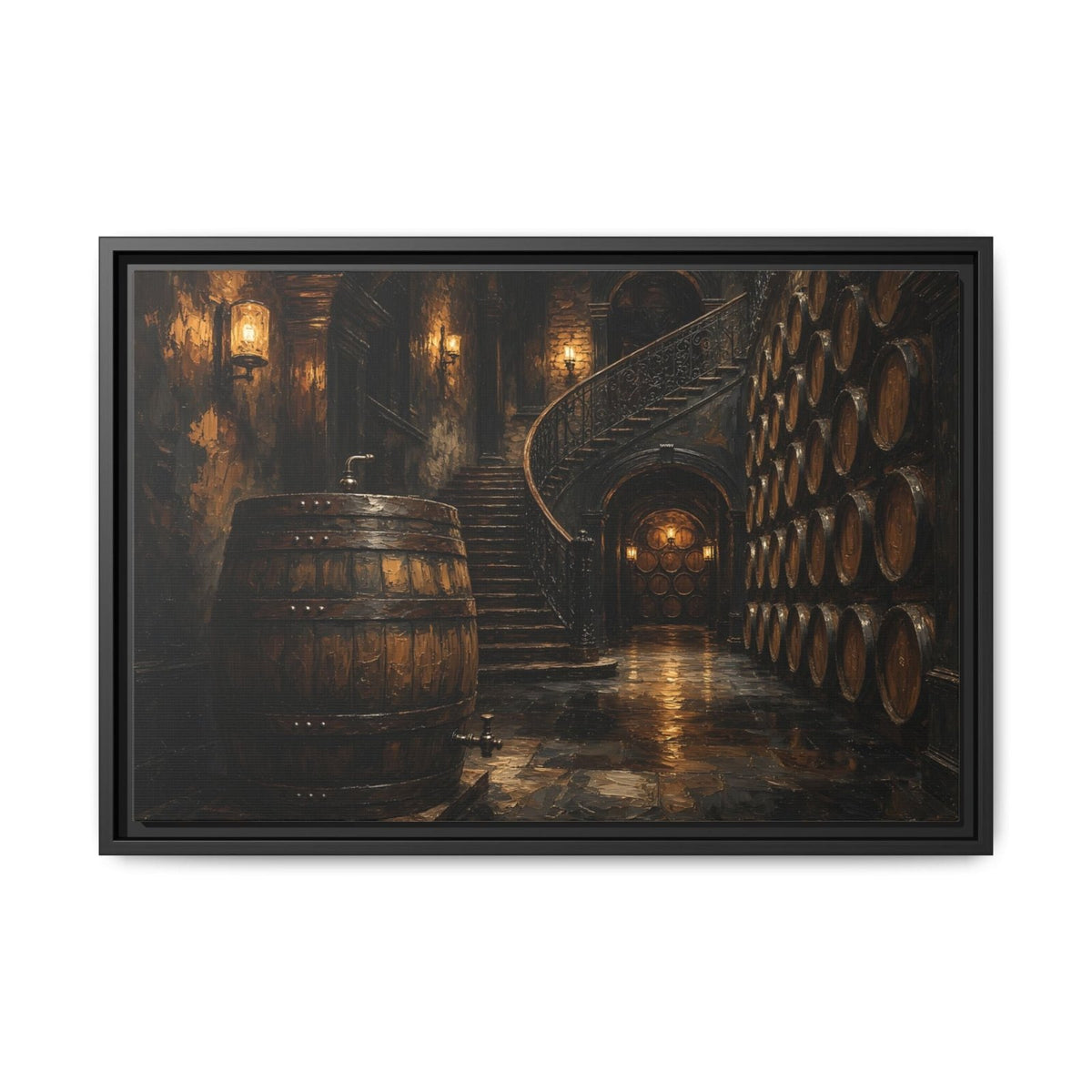 Vintage Whiskey Barrel Cellar Canvas