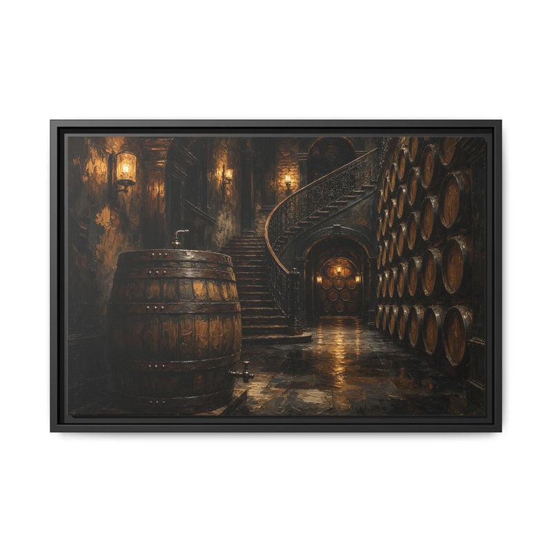 Vintage Whiskey Barrel Cellar Canvas