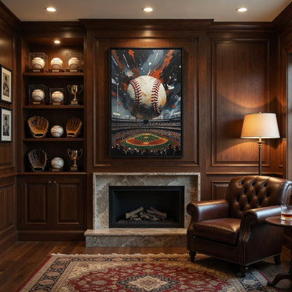 Baseball Stadium Home Run - Matte Canvas Framed | Sports Wall Art