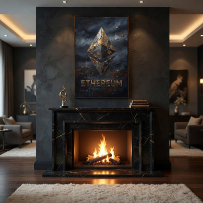 Ethereum Logo Art Matte Canvas Framed | Crypto Wall Art