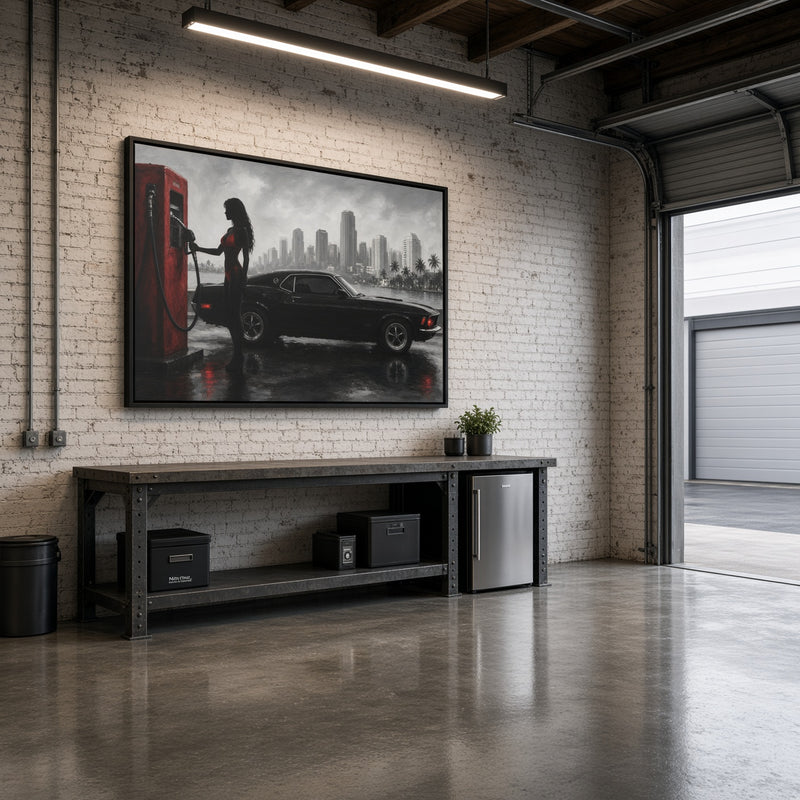 Retro Muscle Car | Miami Gas Station Canvas