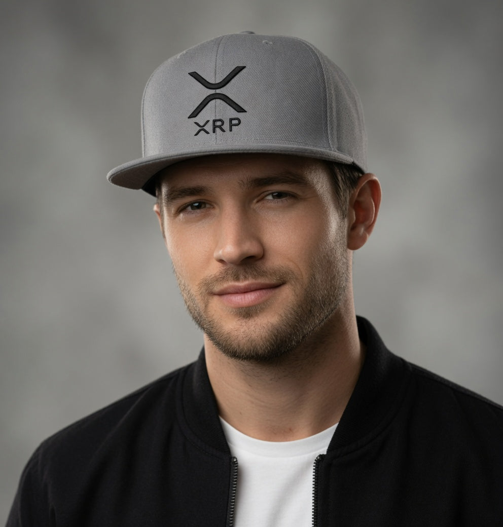XRP Black Logo, Flat Bill Snapback | Cryptocurrency Ripple Hat