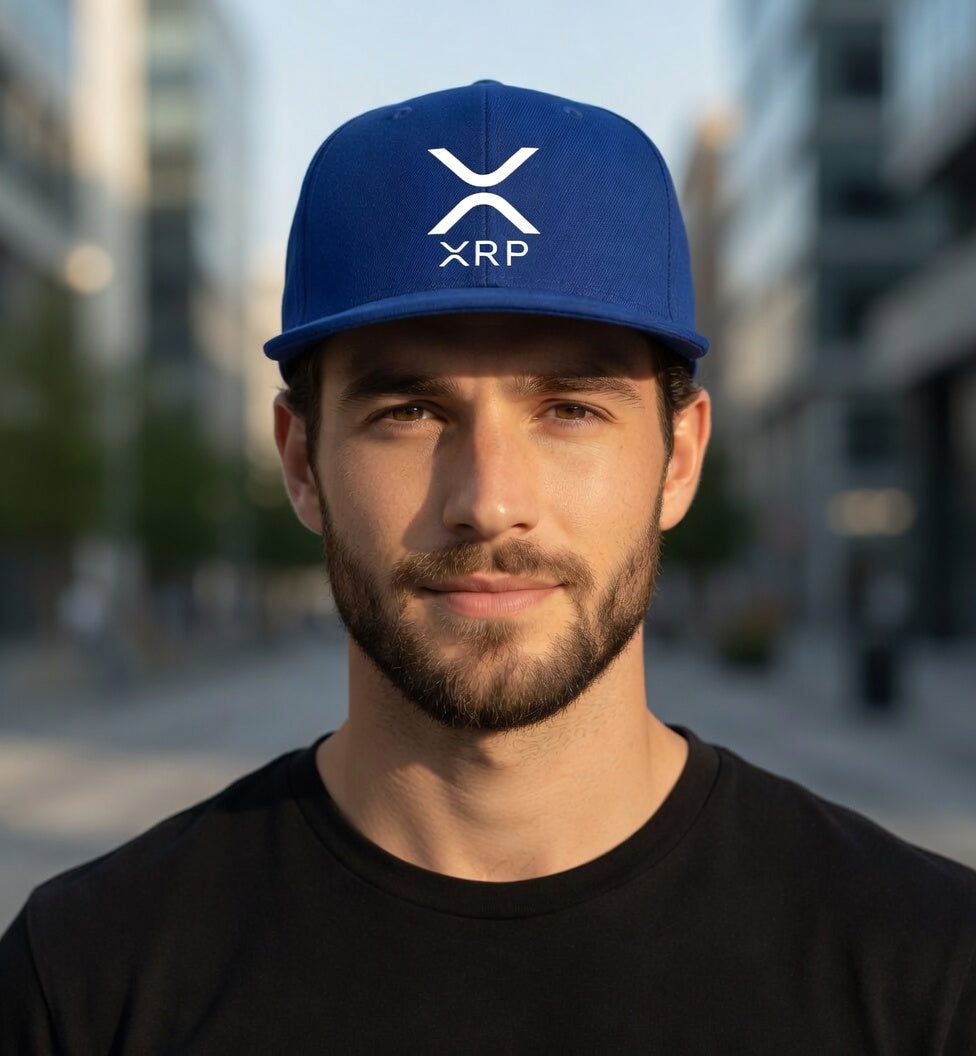 XRP White Logo Flat Bill Snapback | Crypto Hat