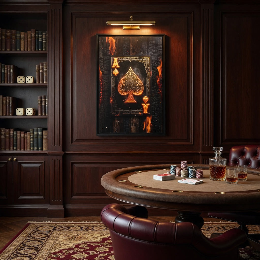 Burning Ace of Spades - Gambler Framed Canvas