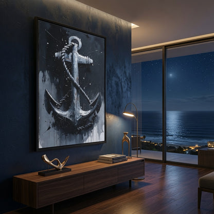 Nautical Anchor Painting Matte Canvas Framed | Coastal Wall Art