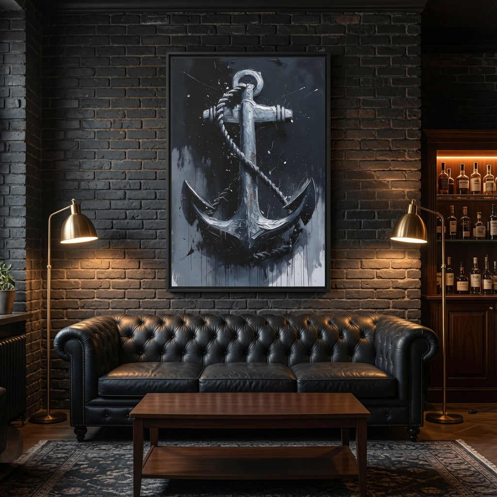 Nautical Anchor Painting Matte Canvas Framed | Coastal Wall Art