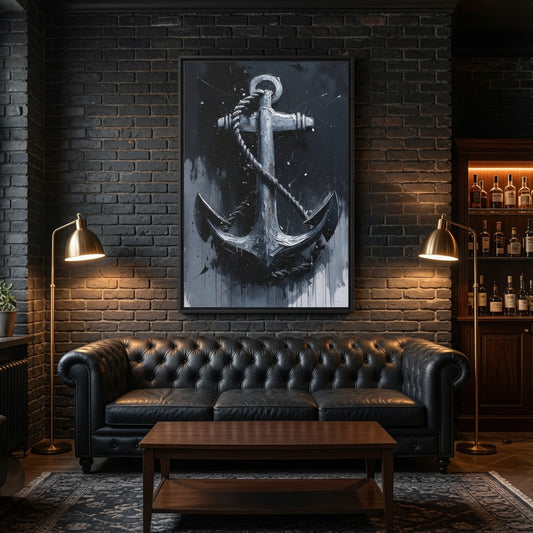 Nautical Anchor Painting Matte Canvas Framed | Coastal Wall Art