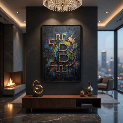 Bitcoin Logo Matte Canvas Framed | Crypto Wall Art