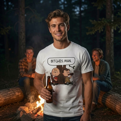 Retro Comic Characters "Bitches, Man."—Graphic T-Shirt