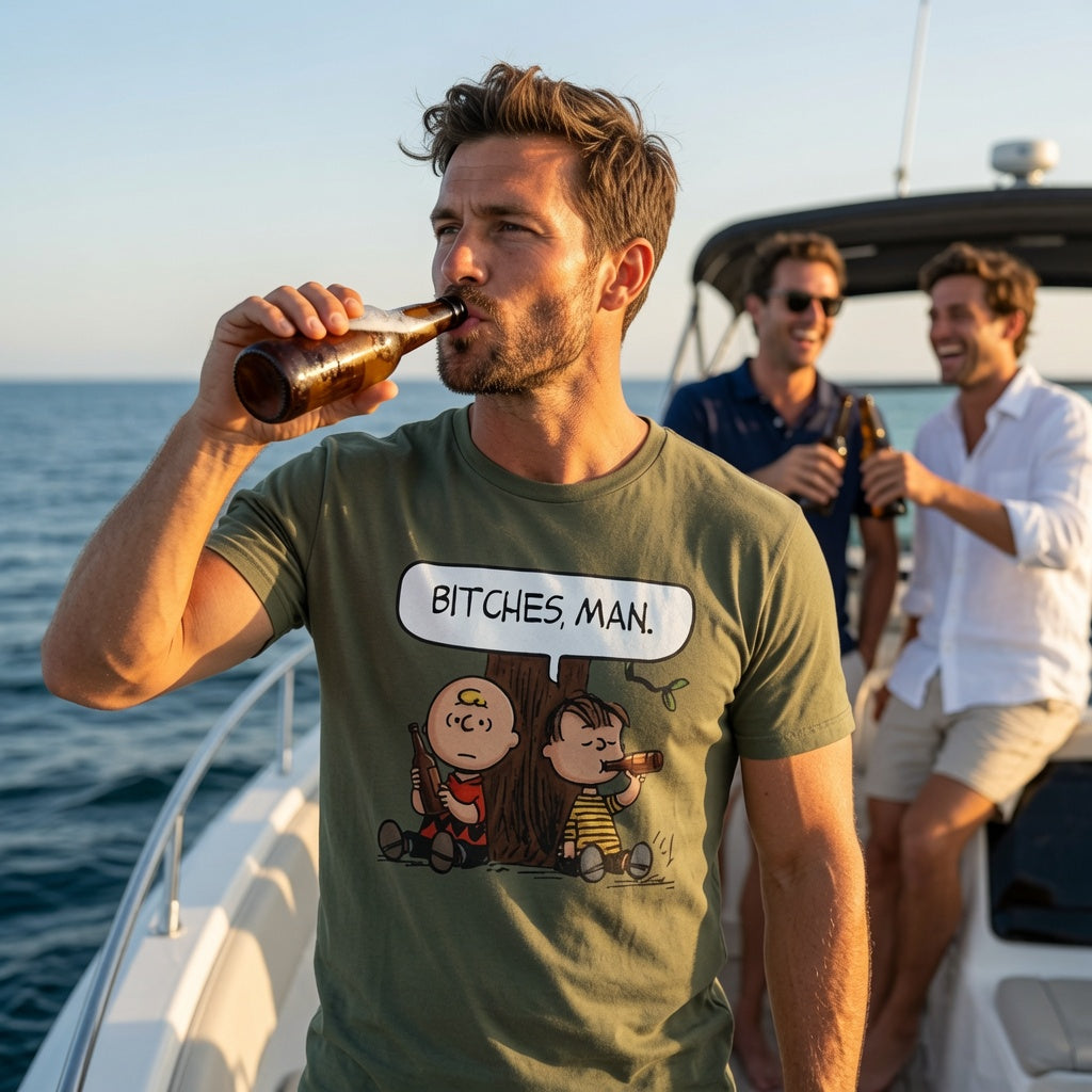 Retro Comic Characters "Bitches, Man."—Graphic T-Shirt