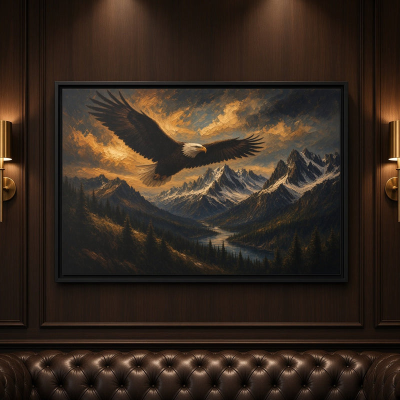 Bald Eagle Mountain Landscape | Matte Framed Canvas