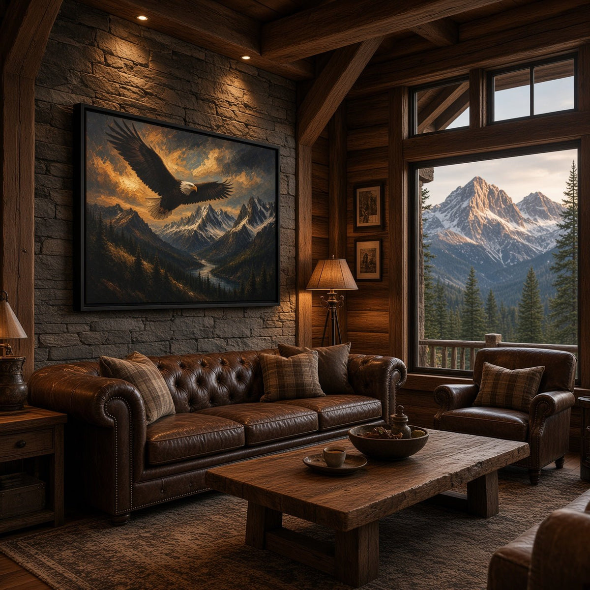 Bald Eagle Mountain Landscape | Matte Framed Canvas