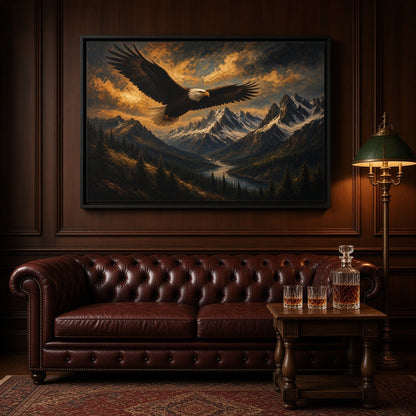 Bald Eagle Mountain Landscape | Matte Framed Canvas