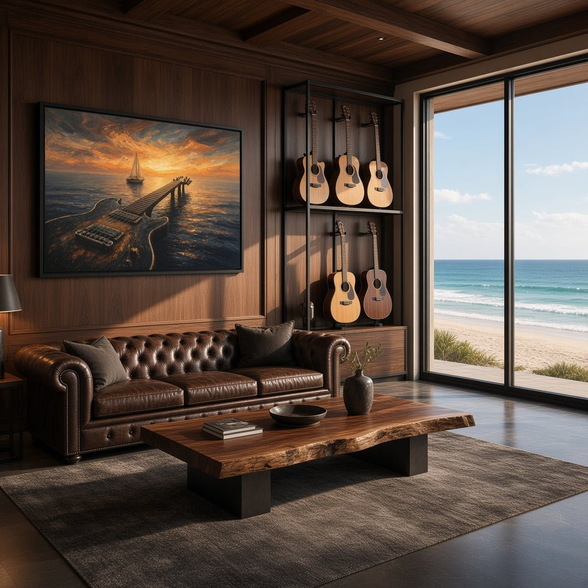 Sunset Riff  | Guitar Dock Framed Canvas