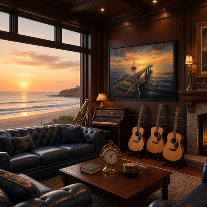 Sunset Riff  | Guitar Dock Framed Canvas