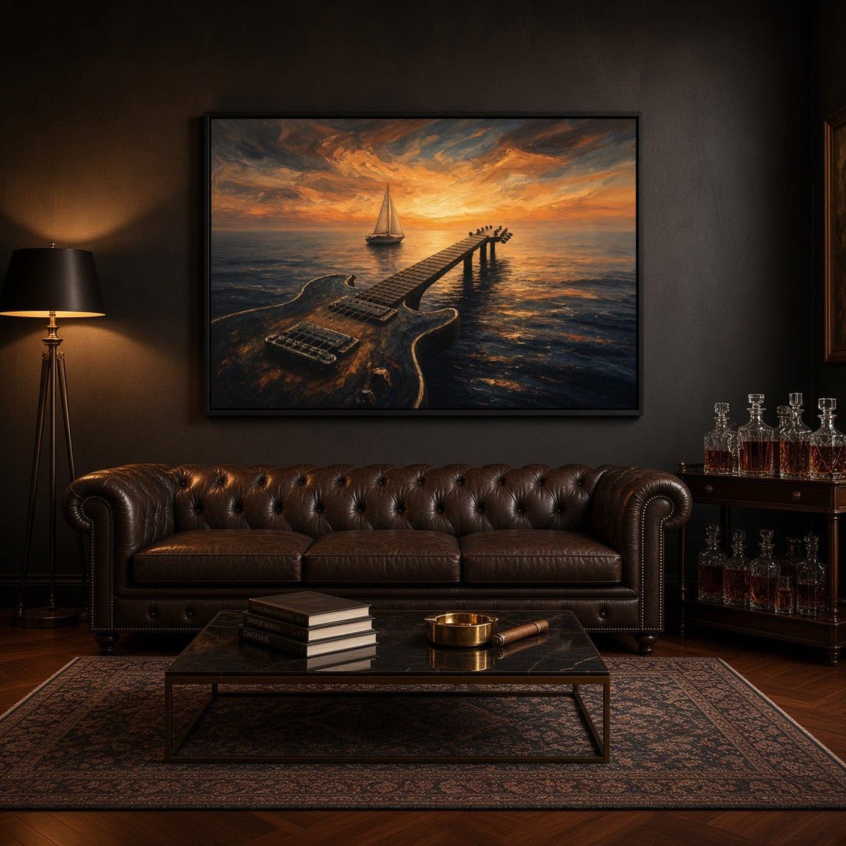 Sunset Riff  | Guitar Dock Framed Canvas