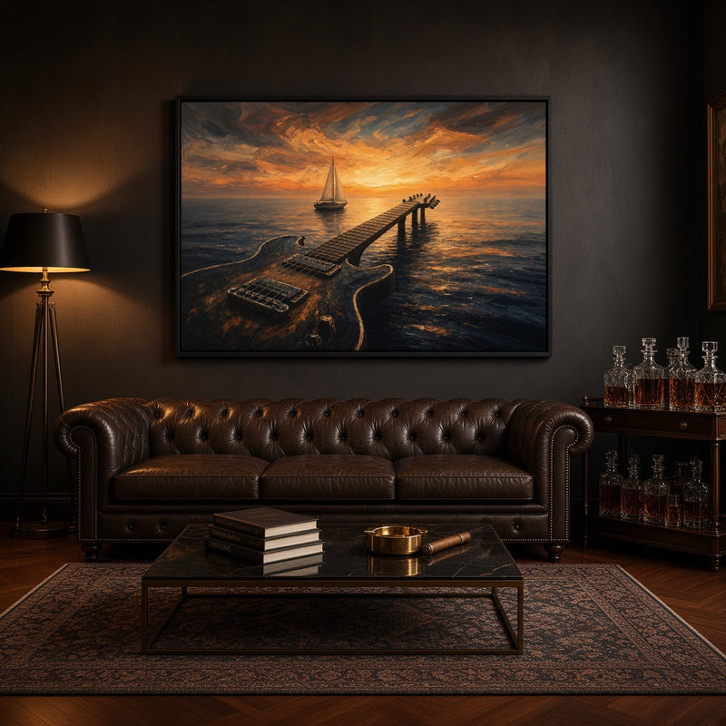 Sunset Riff  | Guitar Dock Framed Canvas