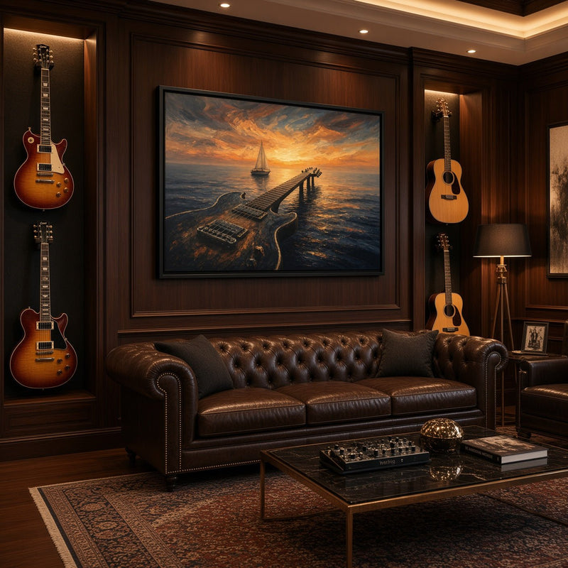 Sunset Riff  | Guitar Dock Framed Canvas