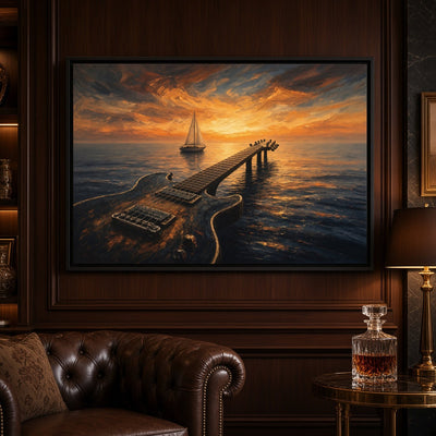 Sunset Riff  | Guitar Dock Framed Canvas