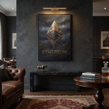 Ethereum Logo Art Matte Canvas Framed | Crypto Wall Art